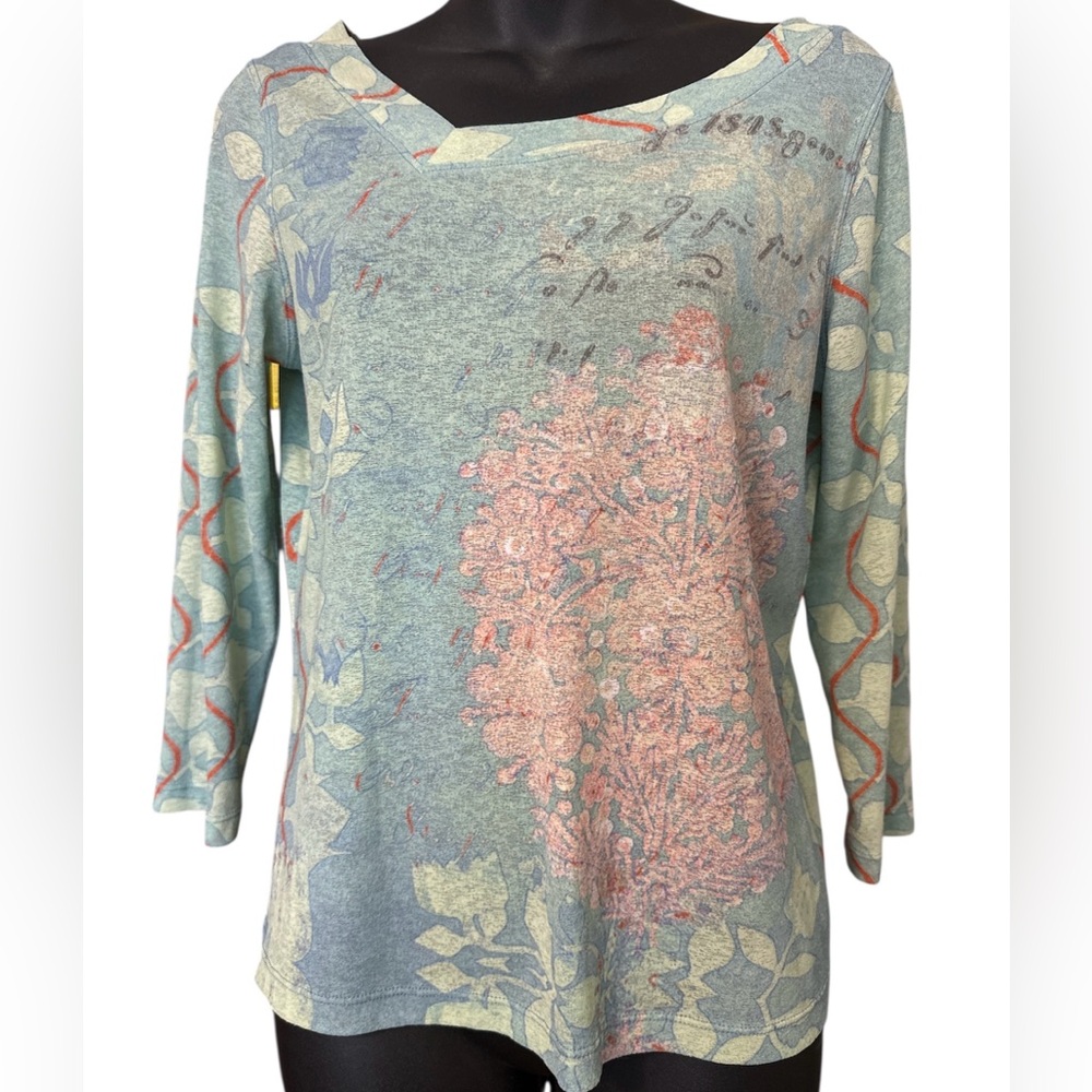 I.E. Relaxed - Floral Print Petite Women's Top SZ M - Asymmetrical Neckline